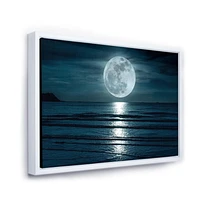 Designart Super lune sur la mer I ART MURAL À CADRE FLOTTÉ