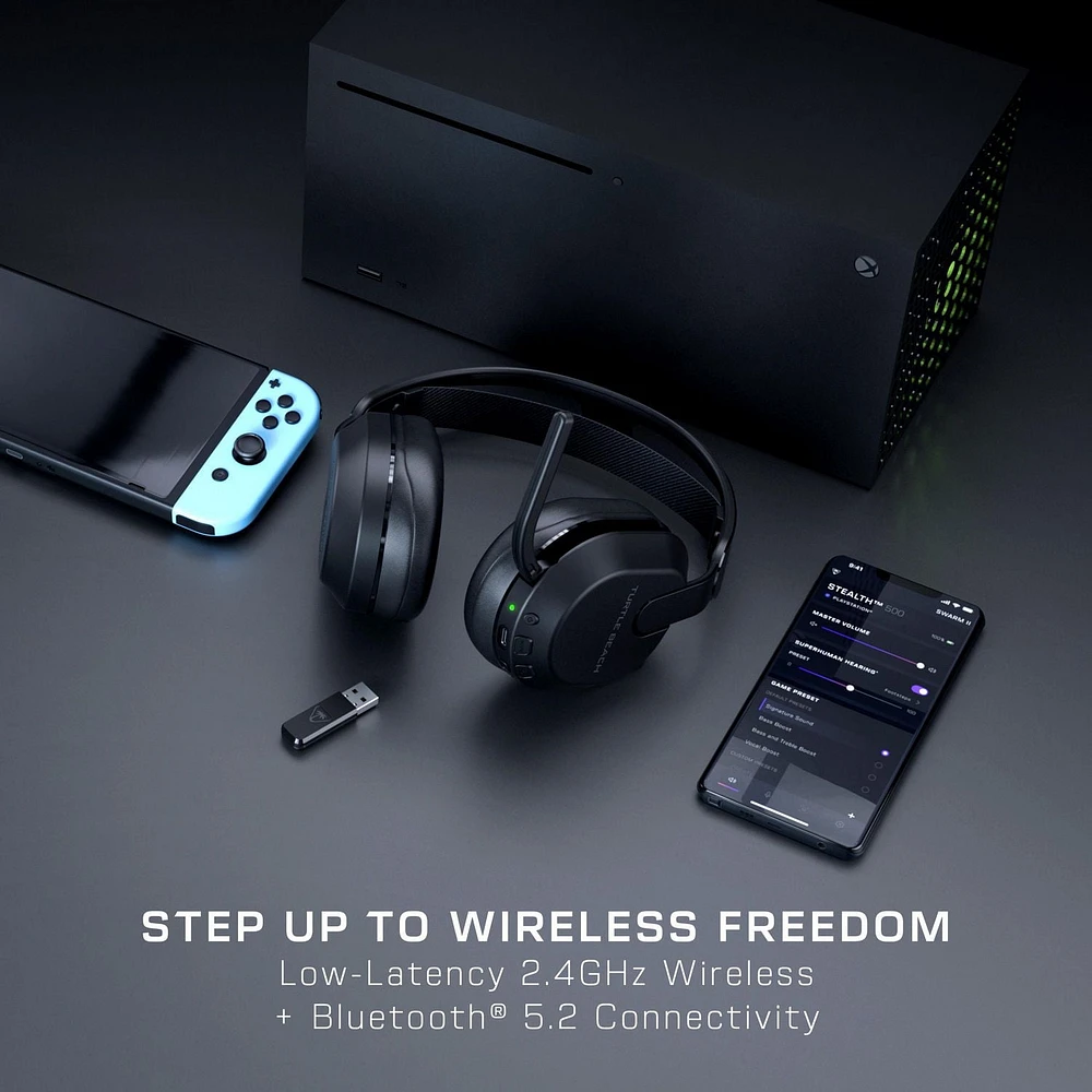 Turtle Beach® Stealth™ 500 – Noir Xbox Series X|S et Xbox One Bluetooth® : iOS, Android, PC, et autres appareils équipés du Bluetooth® Xbox Series X/S