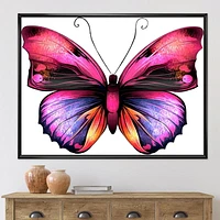 Designart Portrait de papillon rose vif ART MURAL À CADRE FLOTTÉ
