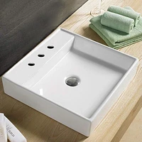 American Imaginations -in. W Above Counter White Bathroom Vessel Sink For 3H8-in. Center Drilling AI