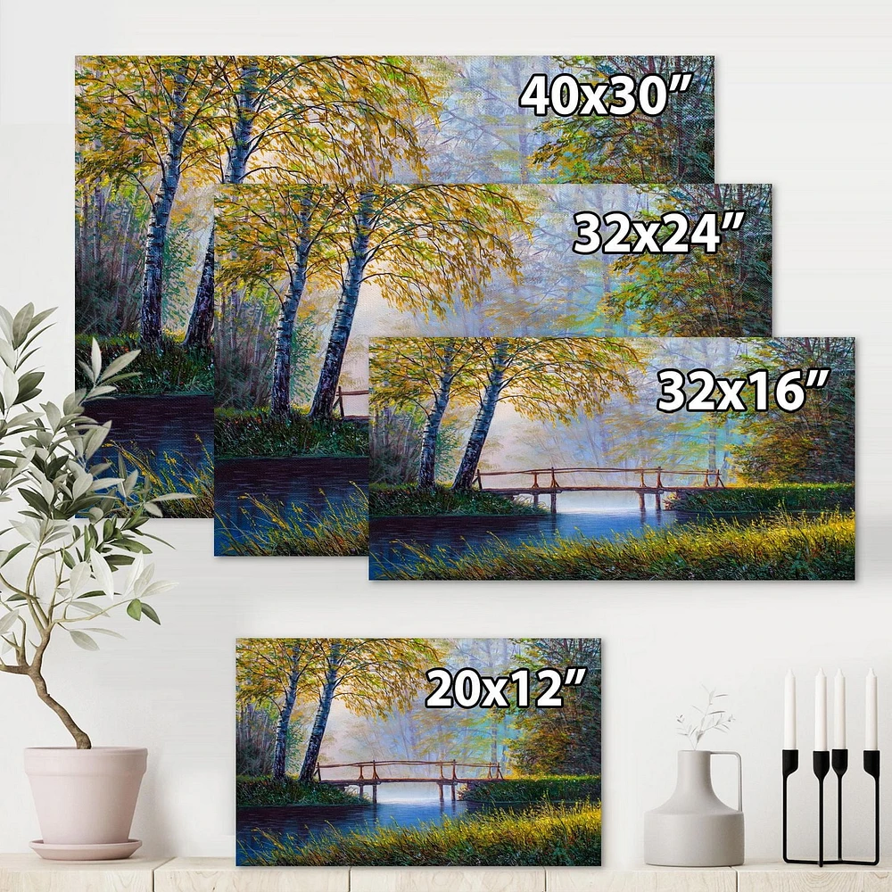 Designart La lumière du soleil du matin et la forêt printanière de l'éveil Art mural sur toile