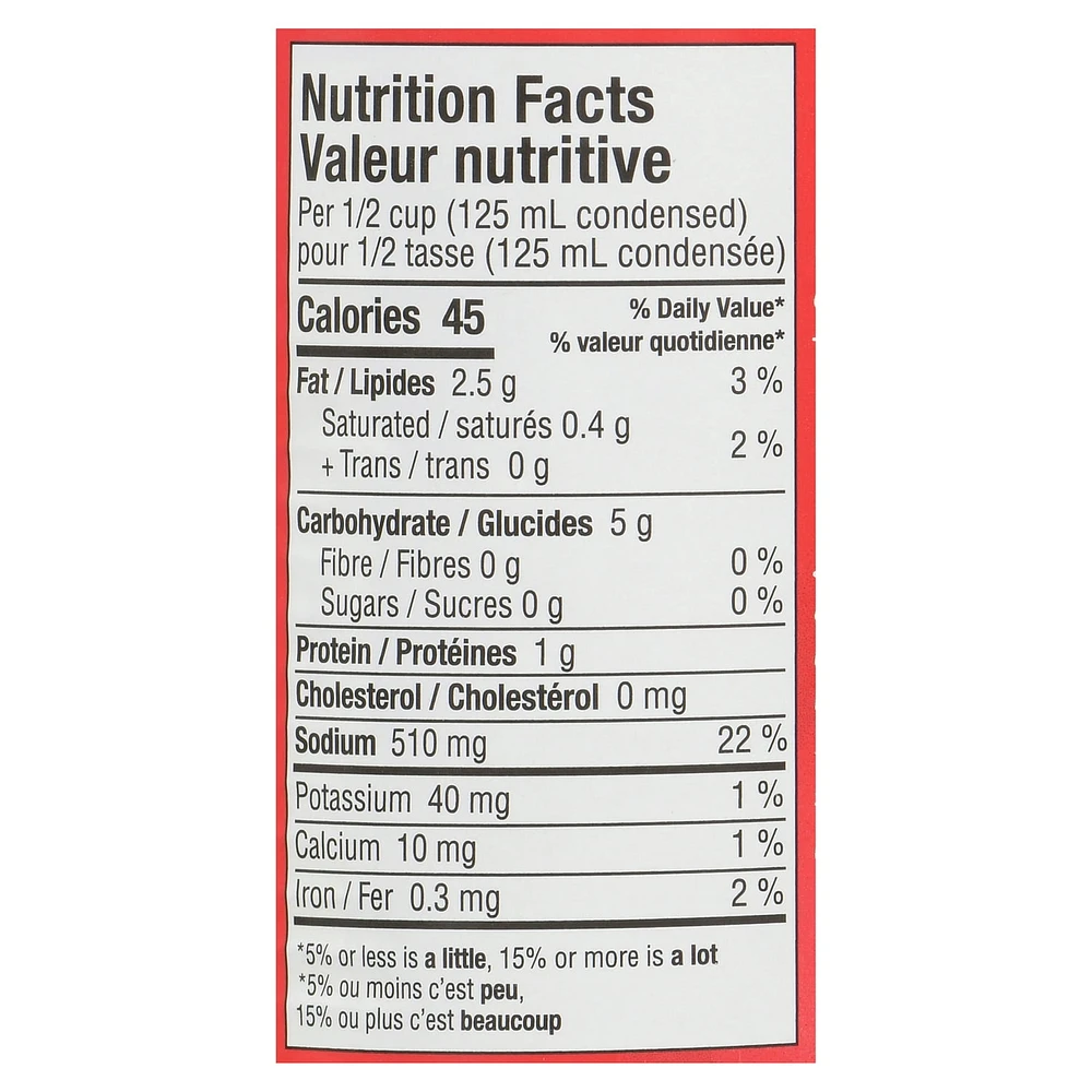 Aylmer Less sodium Condensed soup Cream of mushroom, 284 mL Can, Condensed cream of mushroom low sodium