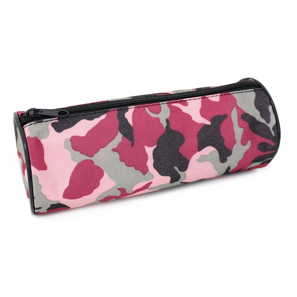 Pen+Gear Pink Camo Barrel Pencil Pouch in Durable Polyester
