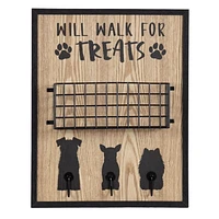 hometrends Pups Wall Organizer with Basket and Hooks, Natural/Black