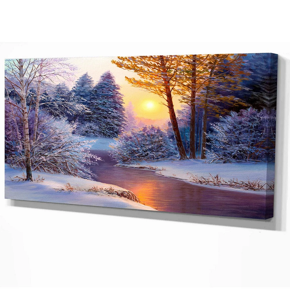 Designart Forêt d'hiver dans la rivière Art mural sur toile