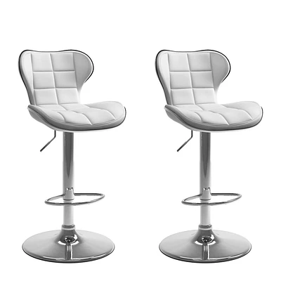 CorLiving Remi Lot de 2 tabourets de bar carrés pivotants réglables en similicuir moderne - Tabourets de bar de cuisine avec dossier - Ensemble de tabourets de bar parfait pour la maison - Base sur pi