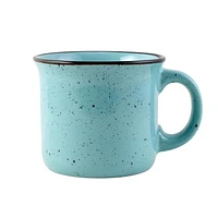 Plat principal bleu glaçuré point noir soupe 16OZ Mug Glace de couleur avec grès