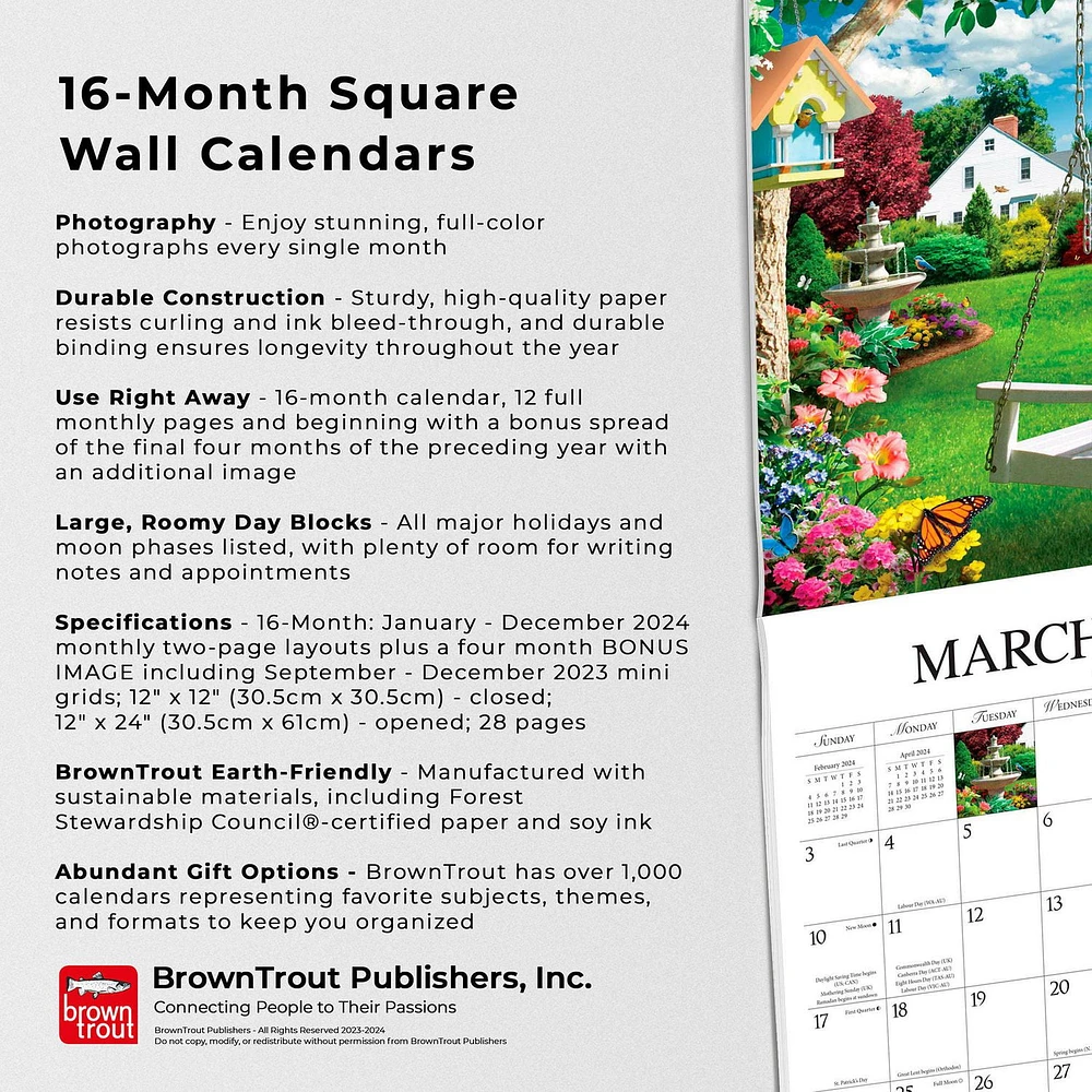 Hopper Studios A Country Walk 2024 12x24 Inch Square Wall Calendar, 9781773727929