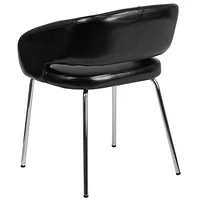 Fusion Series Contemporary Black Leather Side Reception Chair