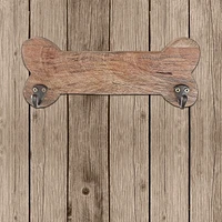 Forme D'Os En Bois Avec 2 Crochets En Laiton Naturels