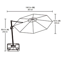 hometrends 11 ft. Round Offset Umbrella with LED Lights & Base, Weather-resistant fabric