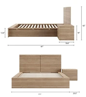 Ensemble de chambre à coucher James 3 pièces avec lit, tête de lit et table de chevet