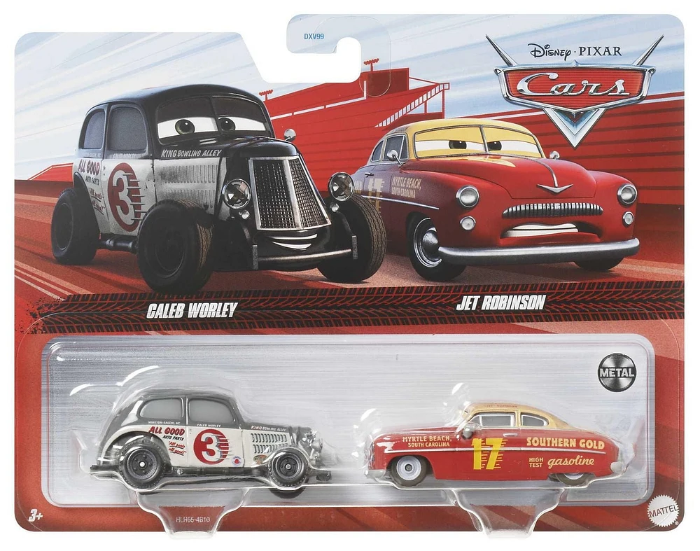 Packs de 2 véhicules Caleb Worley & Jet Robinson aux meilleures scènes du film Cars 3 de Disney•Pixar