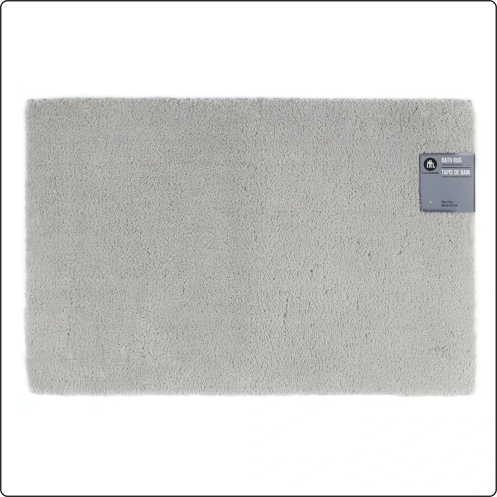 Tapis de bain en polyester gris clair uni 3K Hometrends Tapis bain antidérapant20x32"