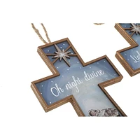 Christmas Framed Nativity Cross Ornament  - Set of 2