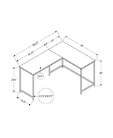 Monarch Specialties Bureau, Bureau À Domicile, Coin, 58"l, Forme De L, Travail, Ordinateur Portable, Métal, Stratifié, Brun, Noir, Contemporain, Moderne
