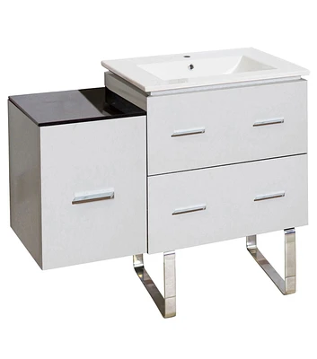 American Imaginations 47.6-in. W Floor Mount White Vanity Set For 3H4-in. Drilling Black Galaxy Top White UM Sink AI-18812