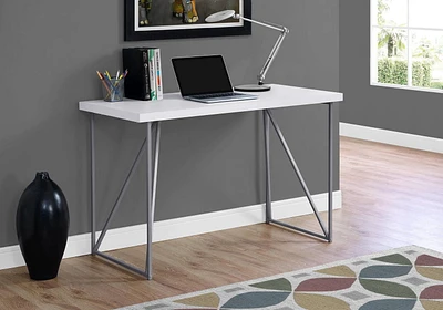 Monarch Specialties Computer Desk, Home Office, Laptop, 48"l, Work, Metal, Laminate, White, Grey, Contemporary, Modern