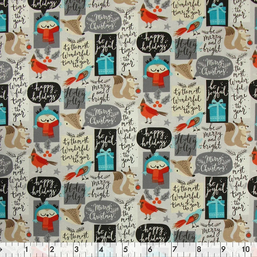 Tissu au mètre en coton Fabric Creations: Aventure De Noël Multicolore - 107 cm (42")