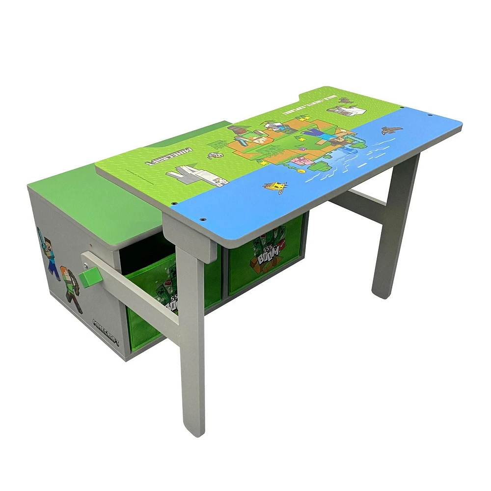 Ensemble banc et table pliables Minecraft avec boîtes de rangement