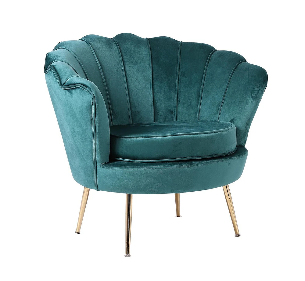 Chaise longue Plata Import en velours vert avec pieds dorés