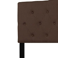Tête de lit Cambridge grand touffetée et rembourrée en tissu brun foncé