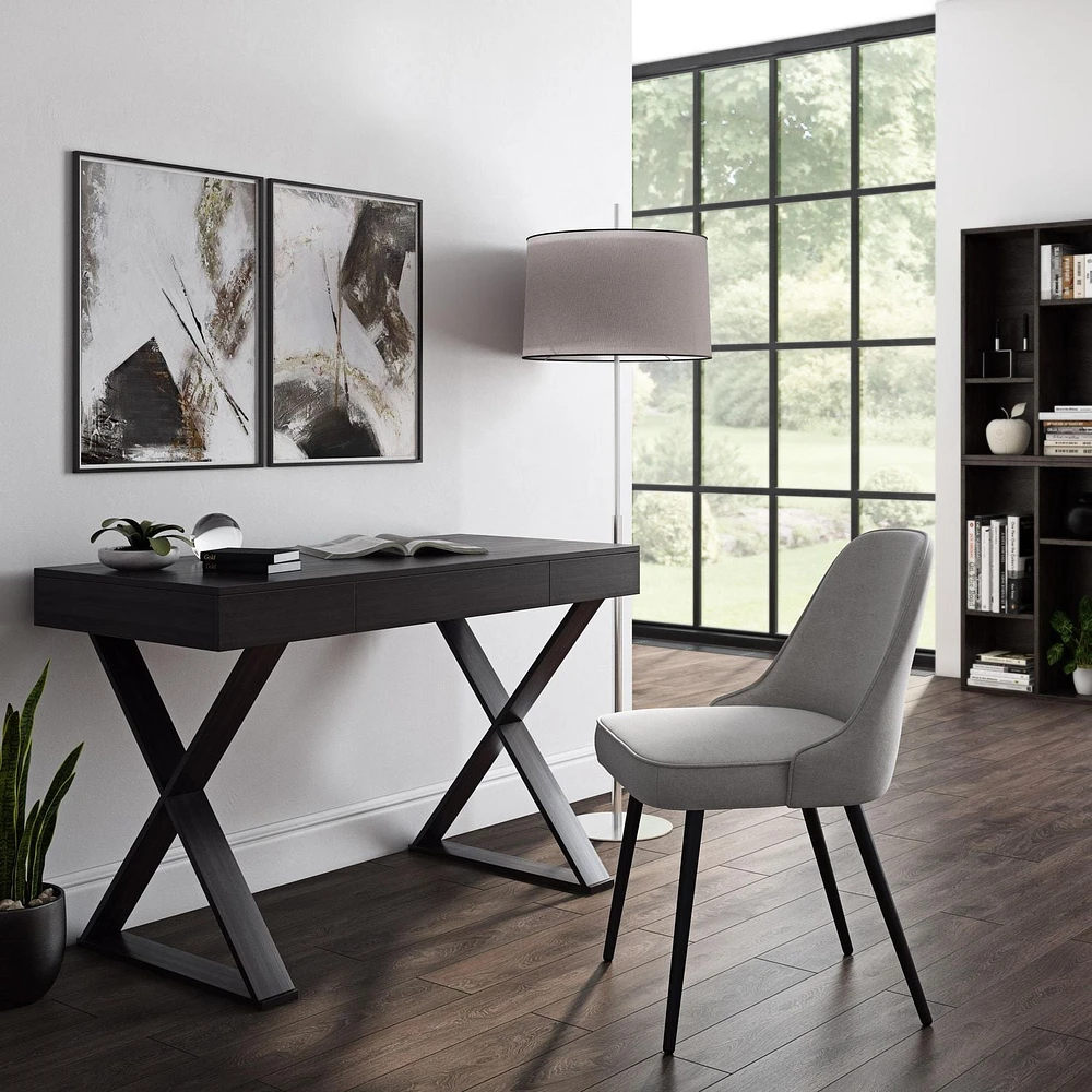 CorLiving Folio Rich Brown Cross Leg Farmhouse Desk