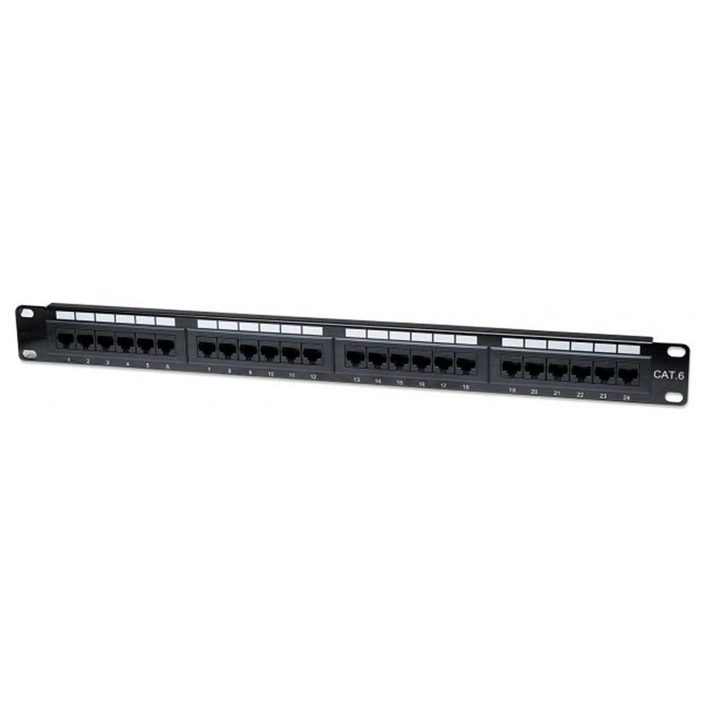 24 Port Cat6 Patch Panel, 1u - Black