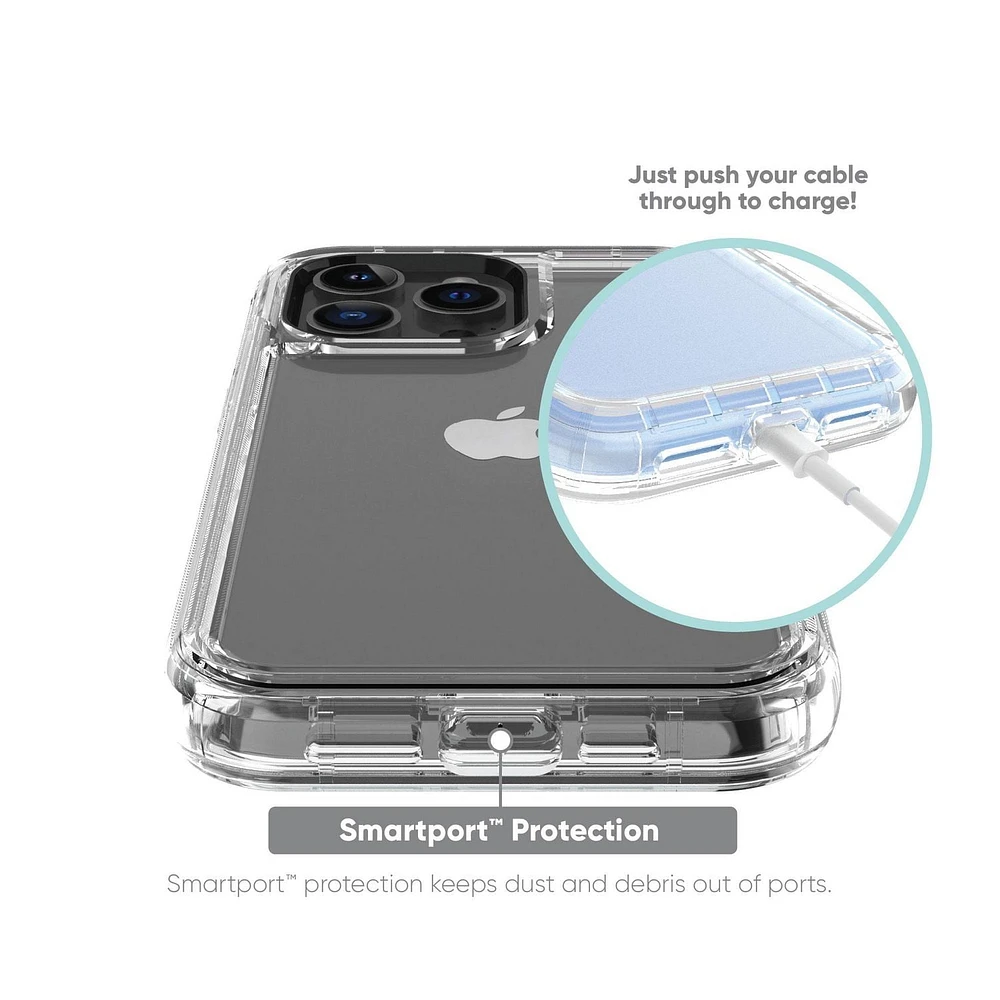 Étui robuste antimicrobien avec enveloppe rigide et pince rotative onn. pour iPhone 14 Pro Protégé contre chute de 6,4 m