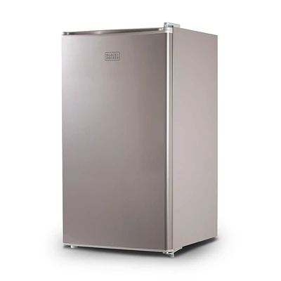 Black + Decker BCRK32V Réfrigérateur compact Energy Star Mini-réfrigérateur à porte simple avec congélateur, 3,2 pieds cubes, VCM, gris