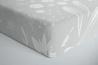 Kushies Crib sheet Breathable, 100% soft Cotton Percale  Neutral Unisex for Baby boys and girls - Bunny Grey