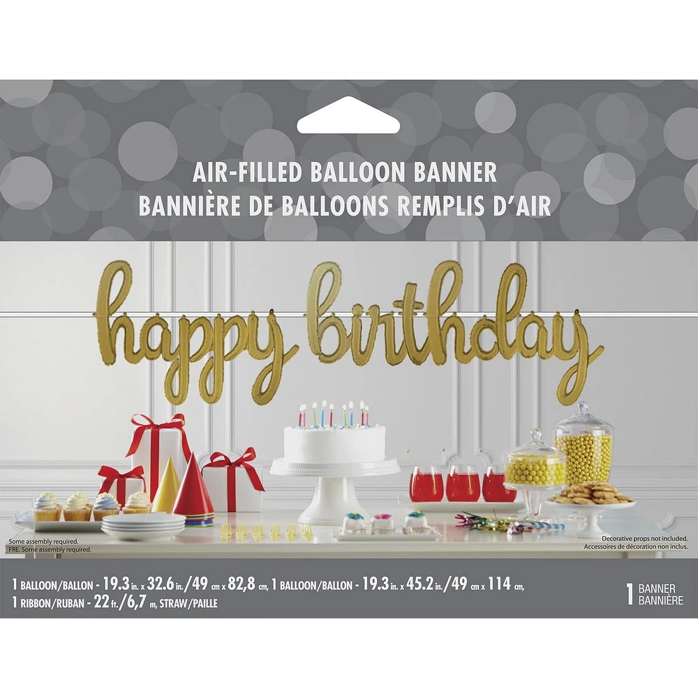 Bannière de ballons Joyeux anniversaire Or Bannière ballons Joyeux Bday