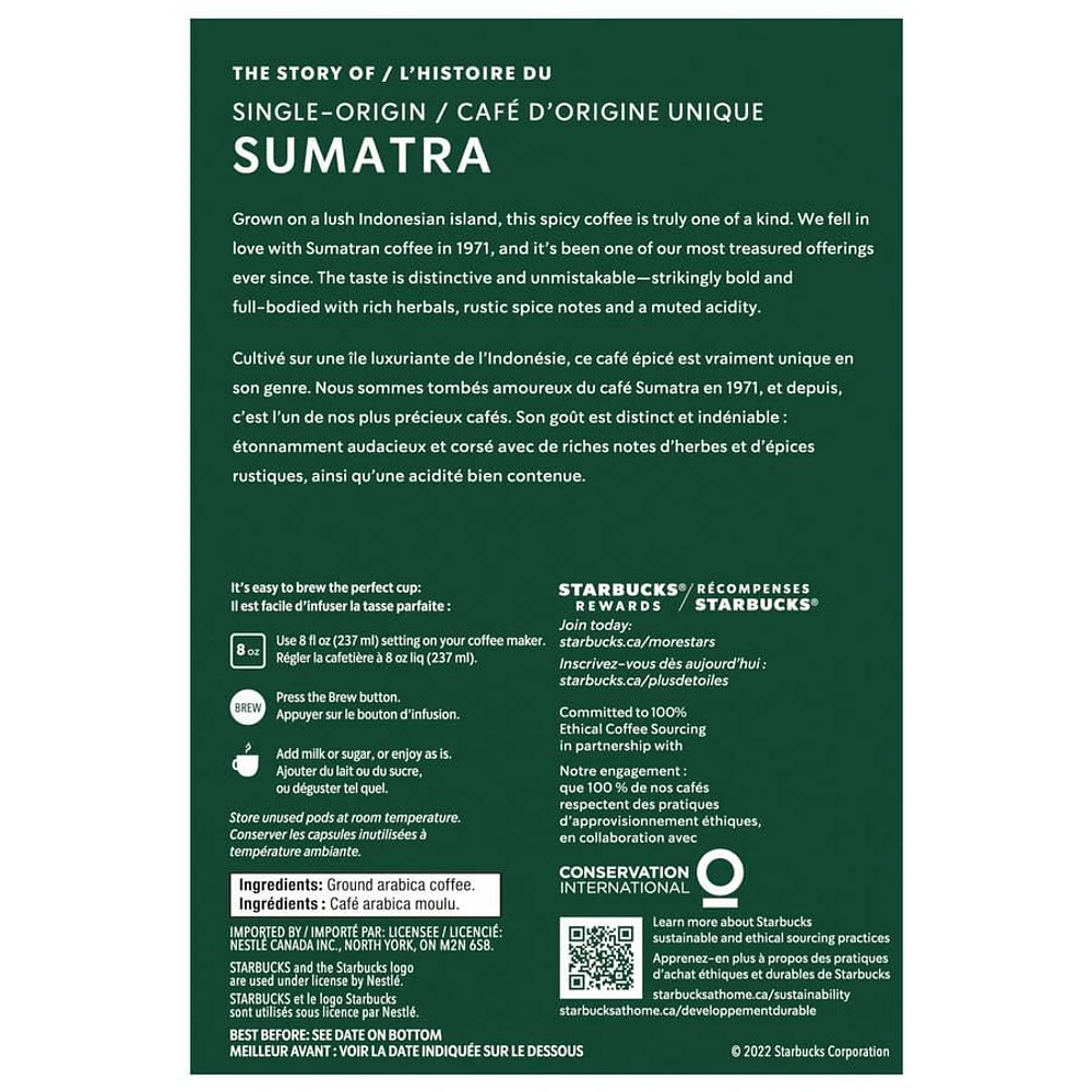 Starbucks® Sumatra Single-Origin Dark Roast Ground Coffee K-Cup® Pods 24 ct Box, 24 EA