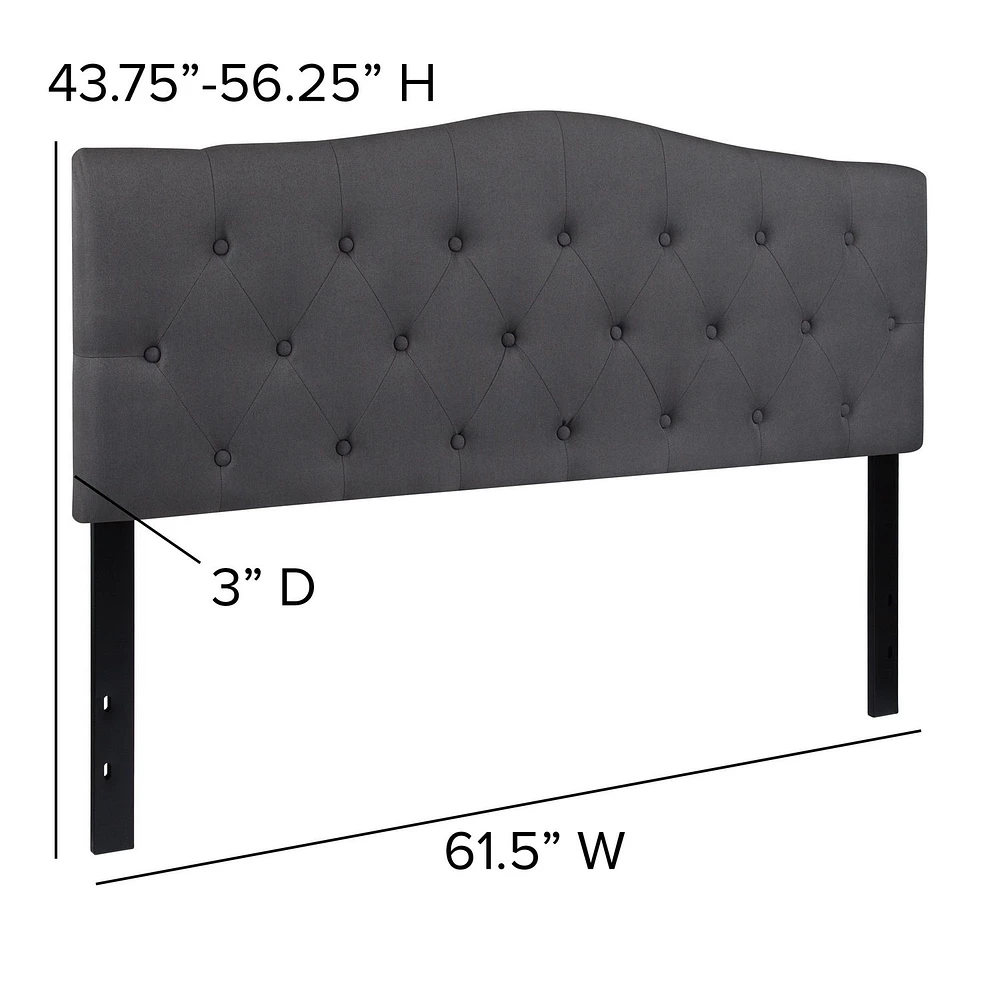 Cambridge Tufted Upholstered Queen Size Headboard in Dark Gray Fabric