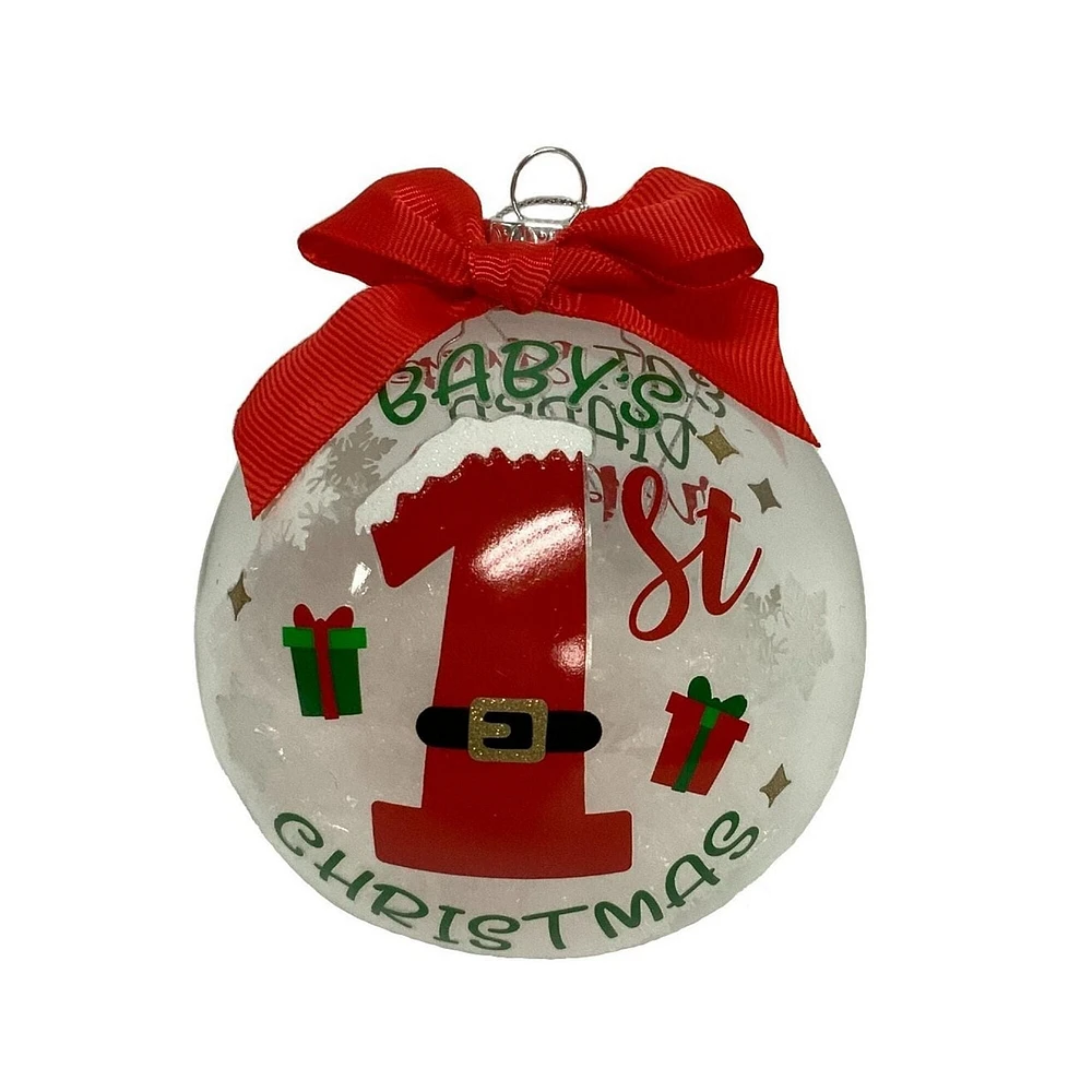 Holiday Time "Baby First Christmas" Collectible Glass Ball Ornament