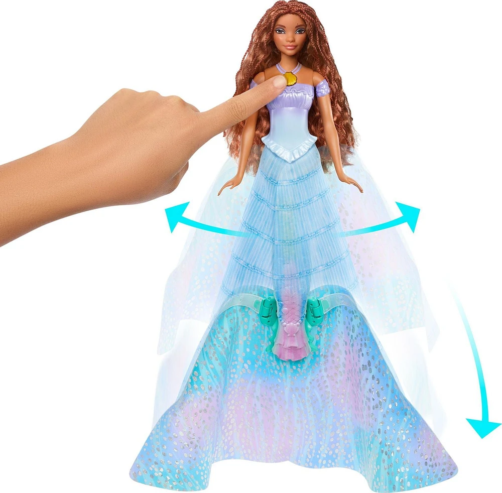 Poupée mode Ariel Transformable La Petite Sirène de ​Disney, transformation d’humaine en sirène, jouets inspirés du film Âges 3+