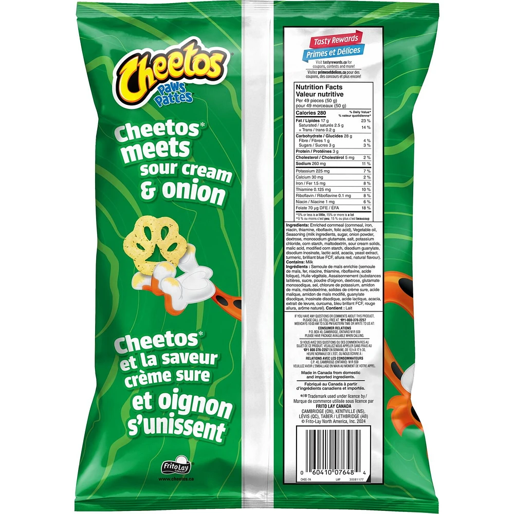 Cheetos Paws Sour Cream & Onion Flavoured Snacks