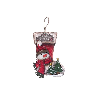 Snowman En Bois Sur Le Cintre Mural En Stock (Amis Bienvenus)
