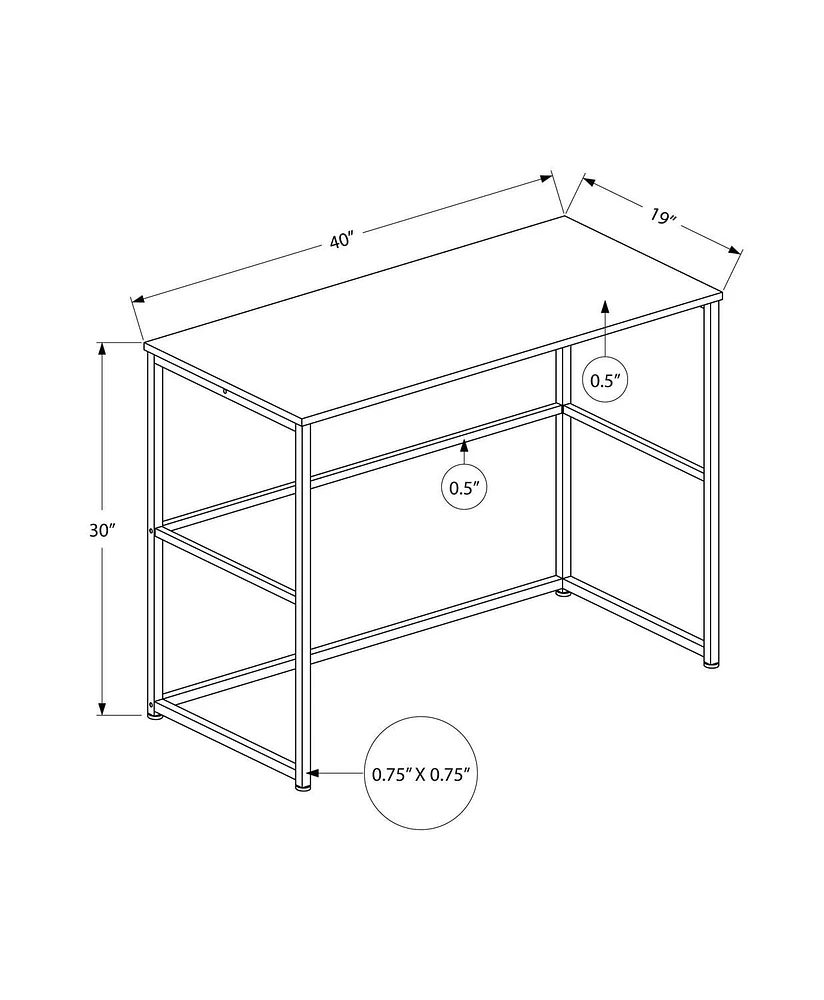 Monarch Specialties Bureau, Bureau À Domicile, Ordinateur Portable, Configuration Gauche, Droite, Tiroirs De Rangement, 40"l, Travail, Métal, Stratifié, Blanc, Contemporain, Moderne