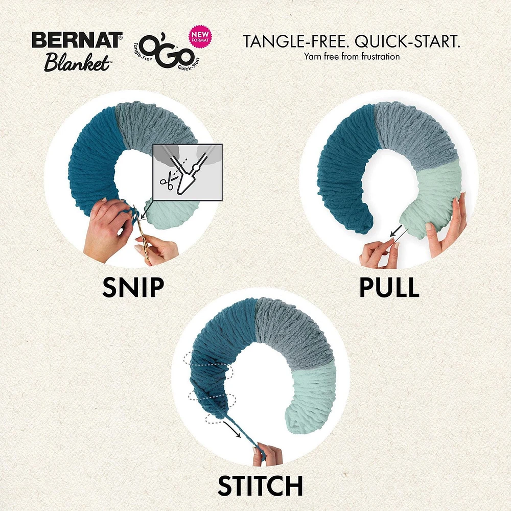 Bernat® Blanket O'Go™ Yarn, Polyester #6 Super Bulky, 10.5oz/300g, 220 Yards