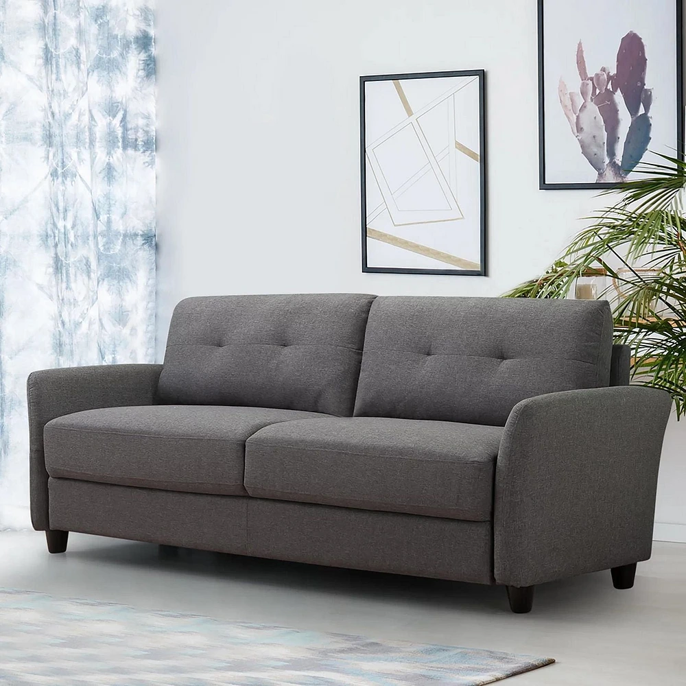 Zinus Ricardo 3-Seat Upholstered Sofa Couch with Tufted Cushions, Dark Grey