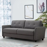 Zinus Ricardo 3-Seat Upholstered Sofa Couch with Tufted Cushions, Dark Grey