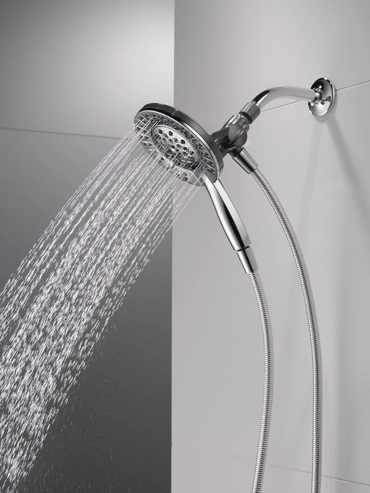 Pomme de douche et douchette à main Peerless 2-en-1 à 4 réglages en chrome Douche 2 en 1 à 4 réglages