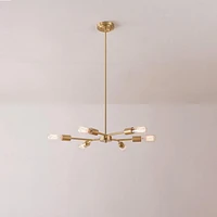 Tetra 6-Light Chandelier, Matte Brass, Adjustable Hanging Height