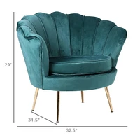 Chaise longue Plata Import en velours vert avec pieds dorés