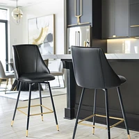 Ensemble de 4 tabourets de bar d'extérieur réglables en hauteur avec cadre en acier industriel et siège en MDF résistant à l'humidité – Options noyer/chêne