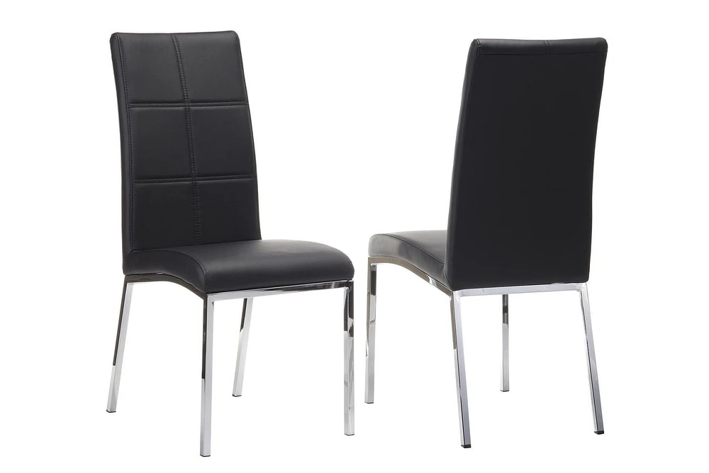 Topline Home Furnishings Chaises de salle à manger en similicuir noir