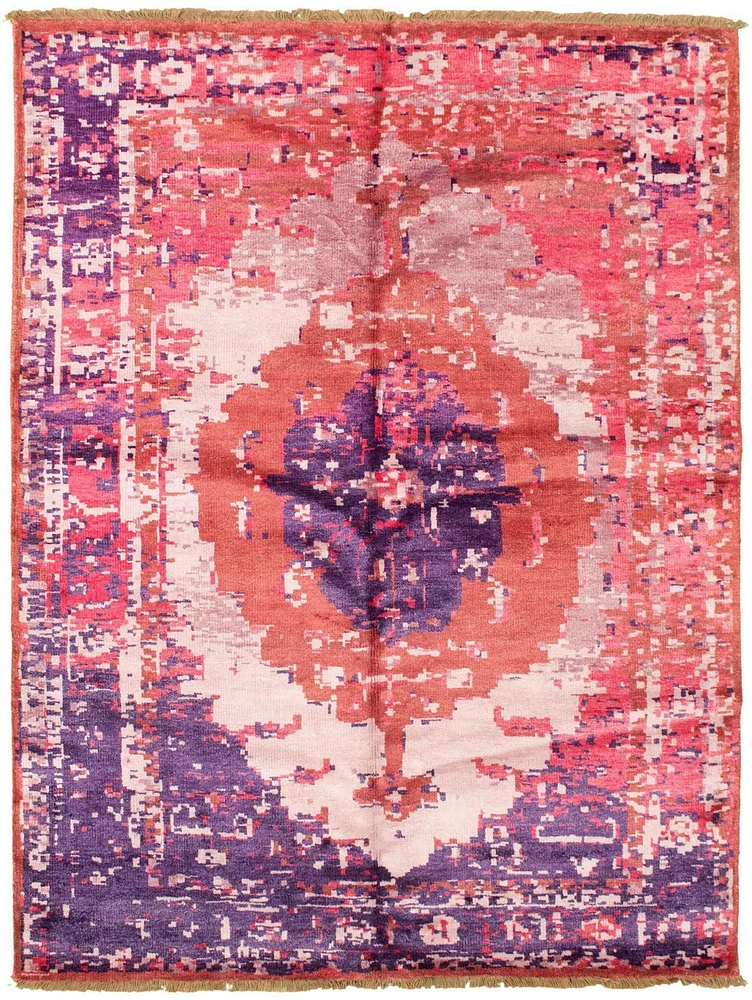 ECARPETGALLERY 5'9" x 7'10" Bordered Jules Oushak Hand-knotted Area Rug for Living Room, Dining Room and Bedroom in Brown