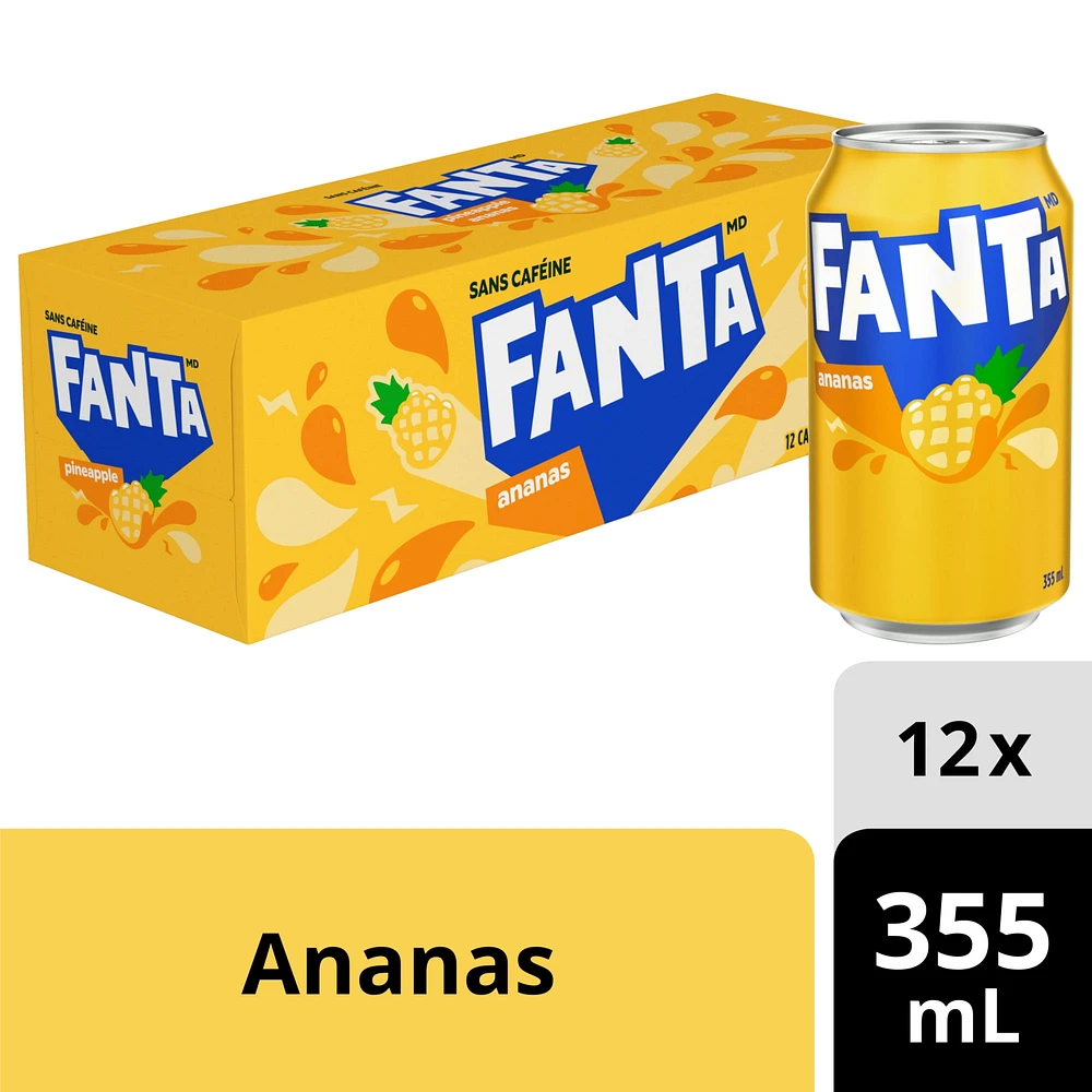 Fanta Pineapple Fridgepack Cans, 355 mL, 12 Pack, 12 x 355 mL