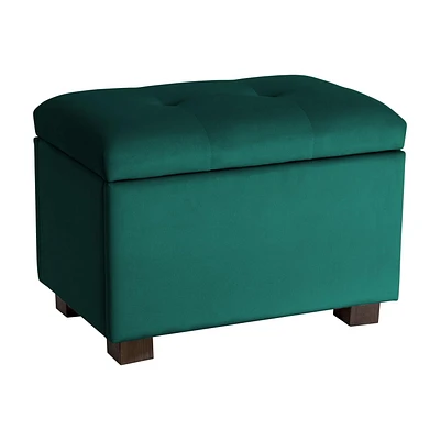 Petit pouf en velours capitonné Asha avec rangement